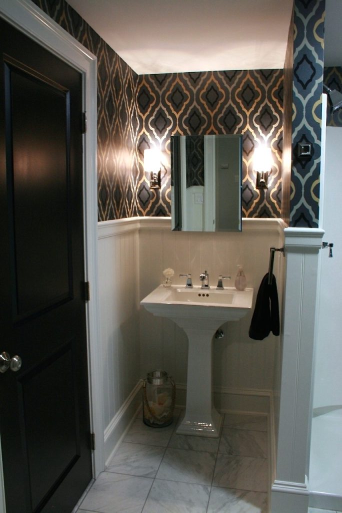 white sink of small bathroom